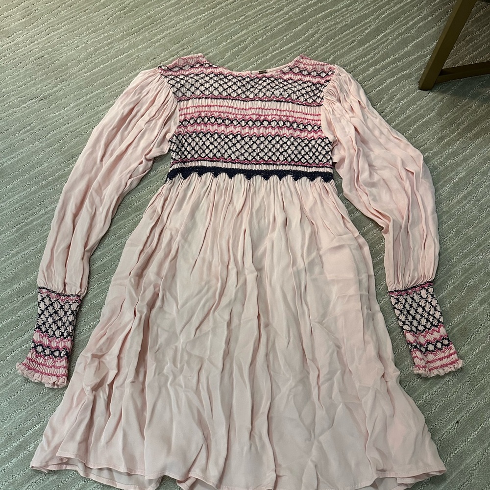 Free People Pink Smocked Dress